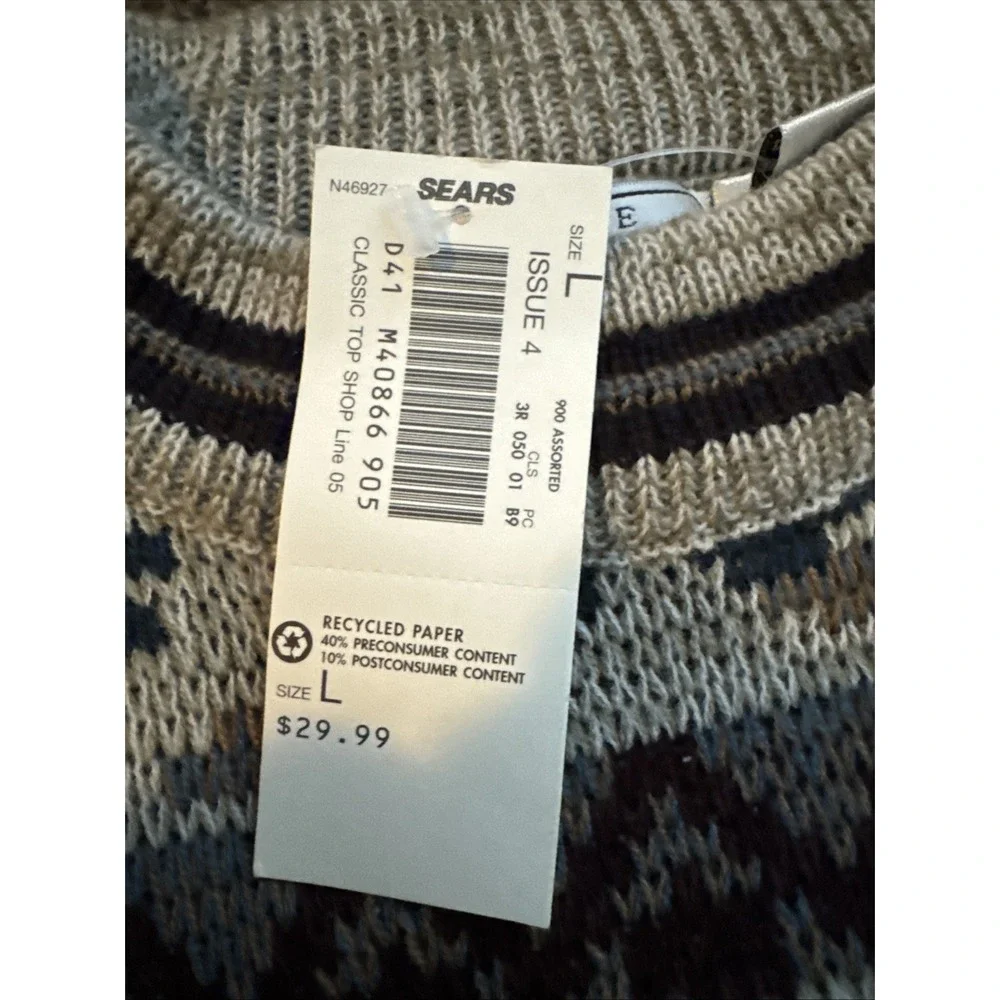 Vintage Sears The Men's Store Large Geometric South Western Grandpa Sweater NWT